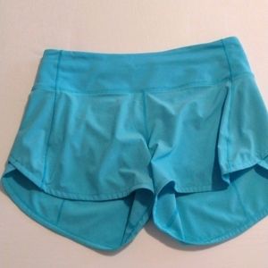 LULULEMON SPEED UP MID-RISE SHORT 4 IN LINED-ELECTRIC TURQUOISE-SIZE 6